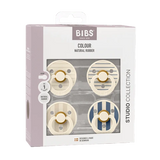 BIBS Pacifier Studio Colour Latex 4 PK Pin Ivory Vanilla Mix/Pin Ivory Steel Blue Mix (Min. of 2 PK, multiples of 2 PK)