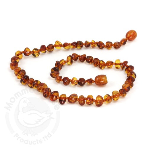 Baltic Amber Teething Neckless  Baroque Cognac - BY MOTHER GOOSE