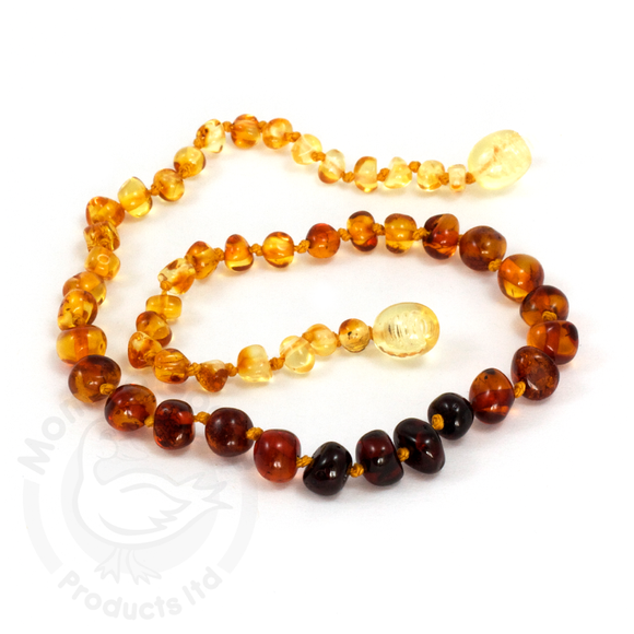 Baltic Amber Teething Neckless- Baroque Rainbow - BY MOTHER GOOSE