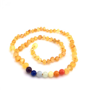 Raw Lemon & Gem Rainbow (Baltic Amber, Amethyst, Amazonite, and Turquoise) Baby Necklace