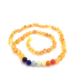Raw Lemon & Gem Rainbow (Baltic Amber, Amethyst, Amazonite, and Turquoise) Baby Necklace