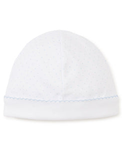 Kissy Kissy Baby Hat in White/Blue Dots