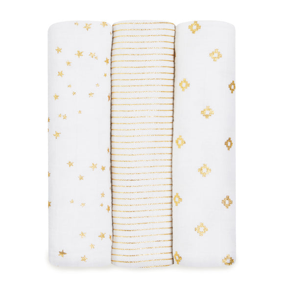 aden+anais Swaddles in Metalic Gold (3 pack)