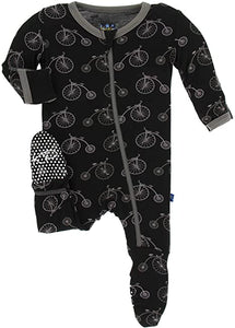 Kickee Pants Print Long Sleeve One Piece in Boy Midnight Bikes