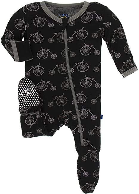 Kickee Pants Print Long Sleeve One Piece in Boy Midnight Bikes