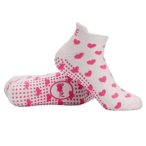 Baby Be Mine Labor Socks in Push! Pink and White Hearts