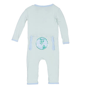 Kickee Pants Holiday Applique Coverall in Aloe Hello World