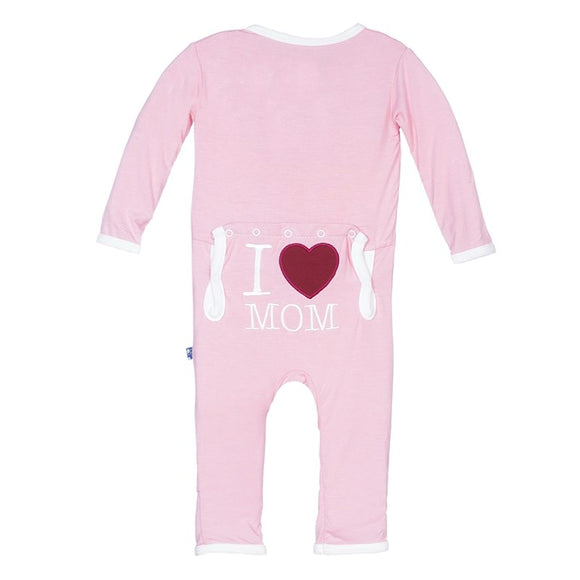 Kickee Pant  Applique Coverall in Lotus I Love Mom