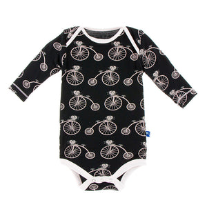 Kickee Pants Print Long Sleeve One Piece in Girl Midnight Bikes