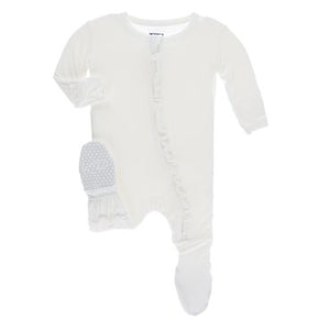 Kickee Pants Basic Classic Ruffle Footie  in Natural