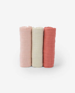 Little Unicorn Cotton Muslin Swaddle Blanket 3 Pack - Rose Petal