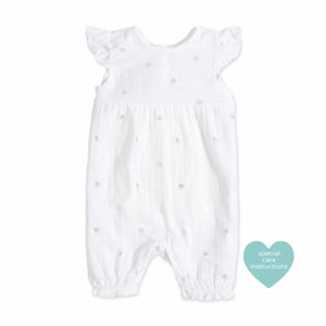 aden+anais Romper in Metallic Silver Water Dot