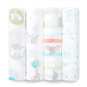 aden+anais Swaddle  4-pack Flying dumbo Disney Essentials
