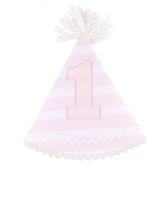 Ruffle Butts Birthday Hat in Pink Stripe