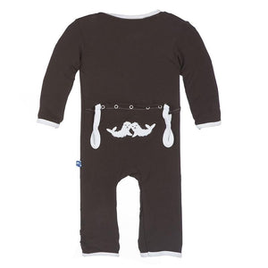 Kickee Pants Fitted Applique Coverall in Bark Seals
