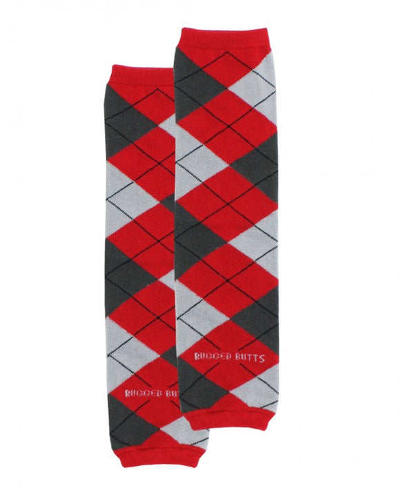 Rugged Butts Leg Warmers in Red Awesome Argyle