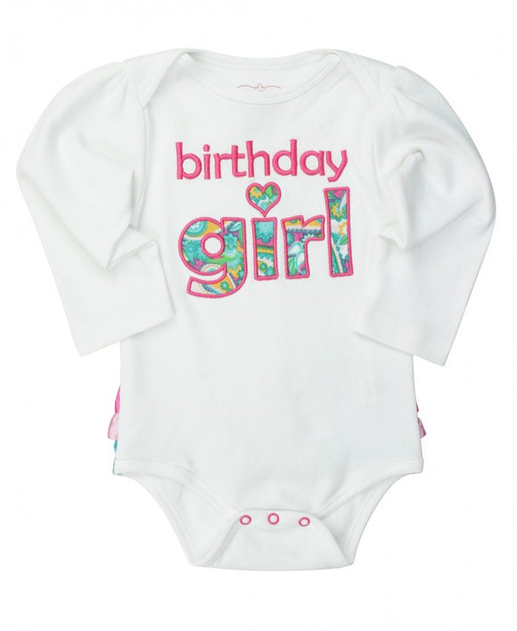 Ruffle Butts Girl Birthday in Paisley Bodysuit