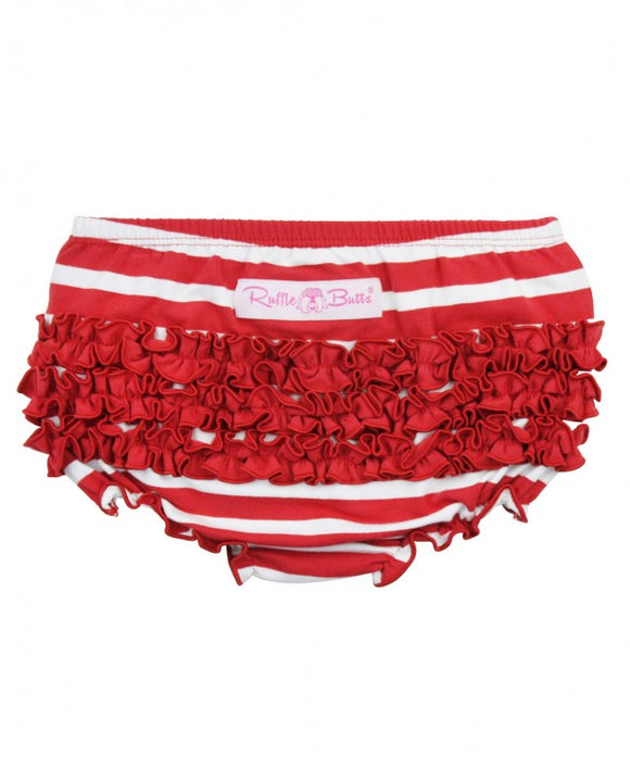 Ruffle Butts Bloomer in Red Stripe Knit
