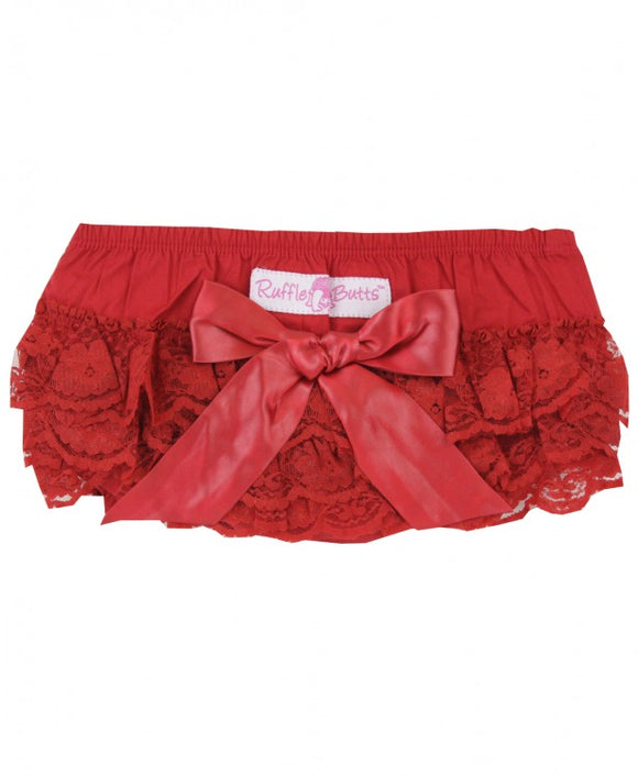 Ruffle Butts Bloomer in Red Lace