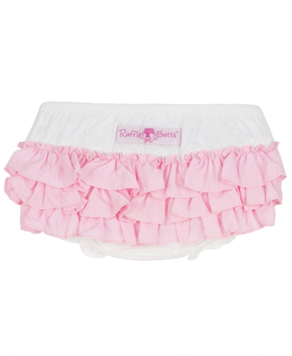 Ruffle Butts Bloomer in White Pink Wave